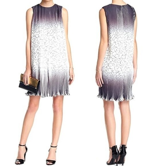Julia Jordan Fortuny Style Pleated Dress Size 4 White Black Fairy Hem - Picture 1 of 5